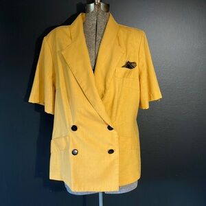 Vintage Carriage Court Mustard Yellow Blazer Jacket Size 22W